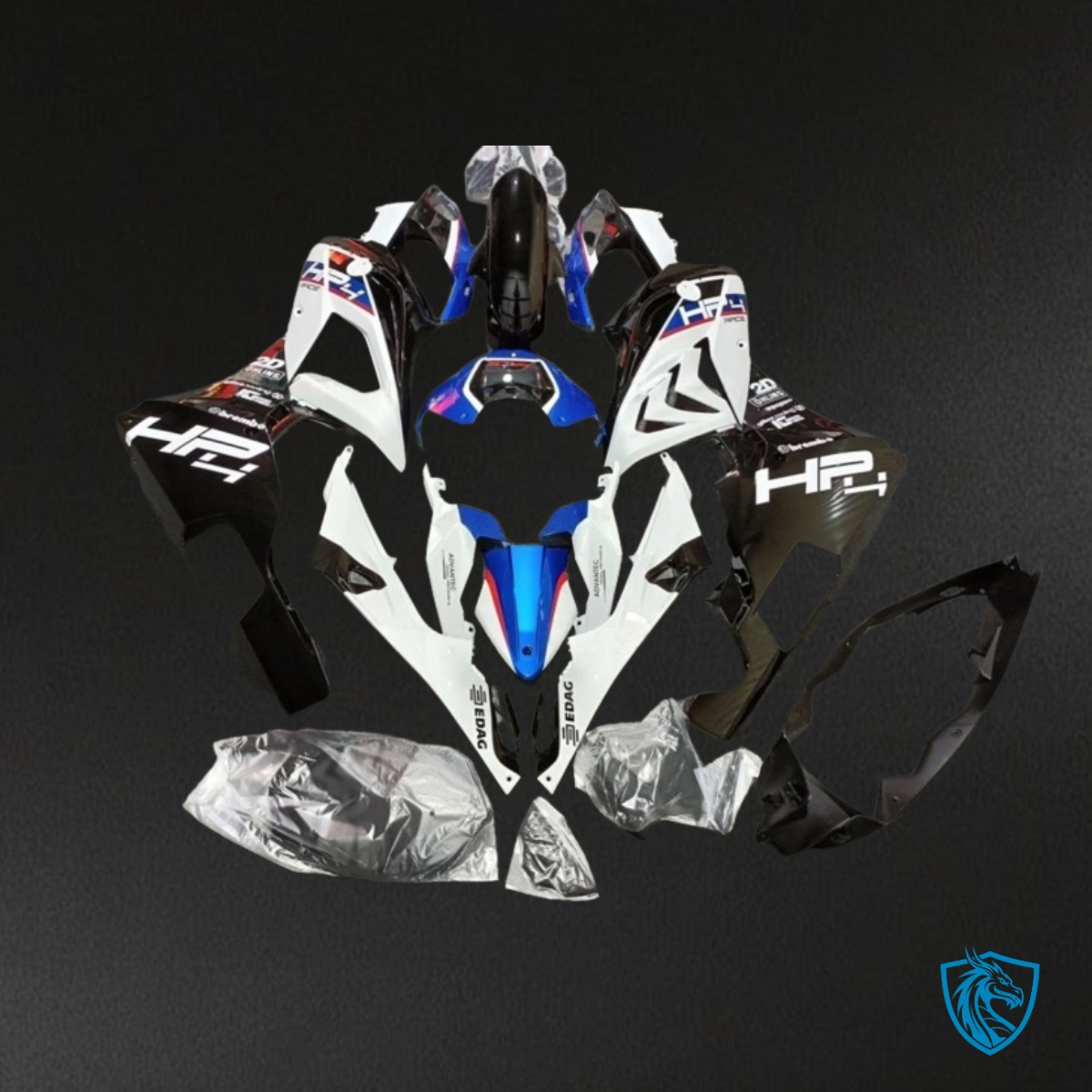BMW S1000RR (2015-2018) White, Blue & Black Fairing Kit | ABS Bodywork