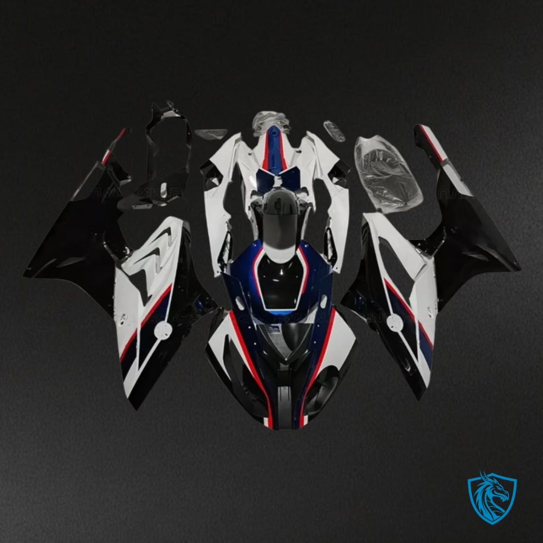 BMW S1000RR (2015-2018) White, Blue, Black & Red - MERGEment Motorcycle Fairings Kit