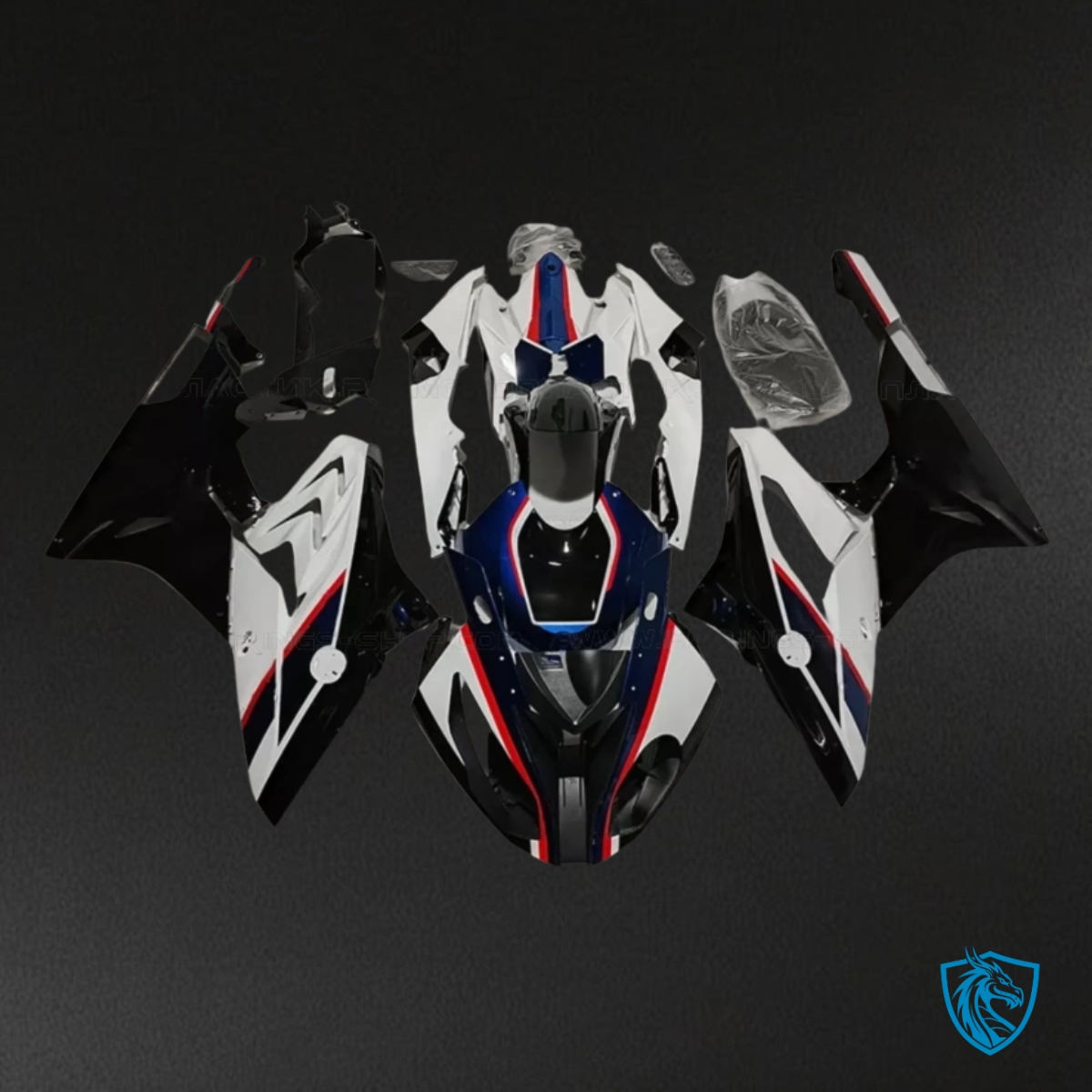 BMW S1000RR (2015-2018) White, Blue, Black & Red - MERGEment Motorcycle Fairings Kit