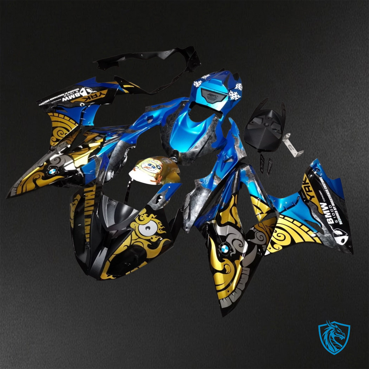 BMW S1000RR (2015-2018) HP4 (2017-2018) Blue, Yellow & Black Fairings Kit - Aftermarket ABS Bodywork