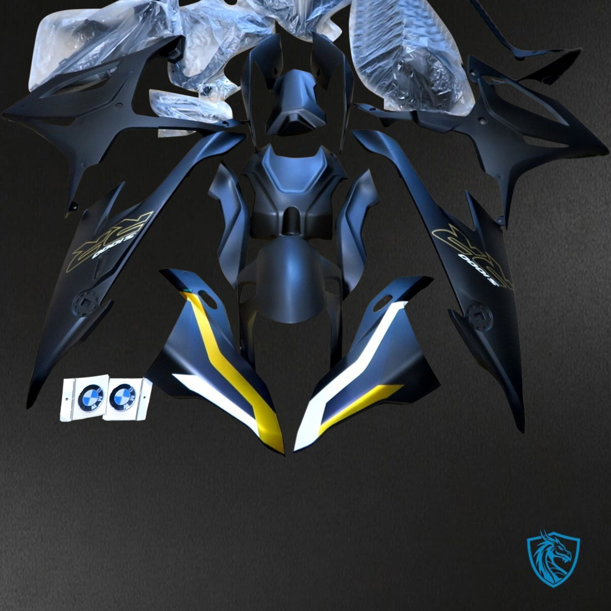 BMW S1000RR (2019-2020) Black, White & Yellow - Replacement Motorcycle Fairings Kit