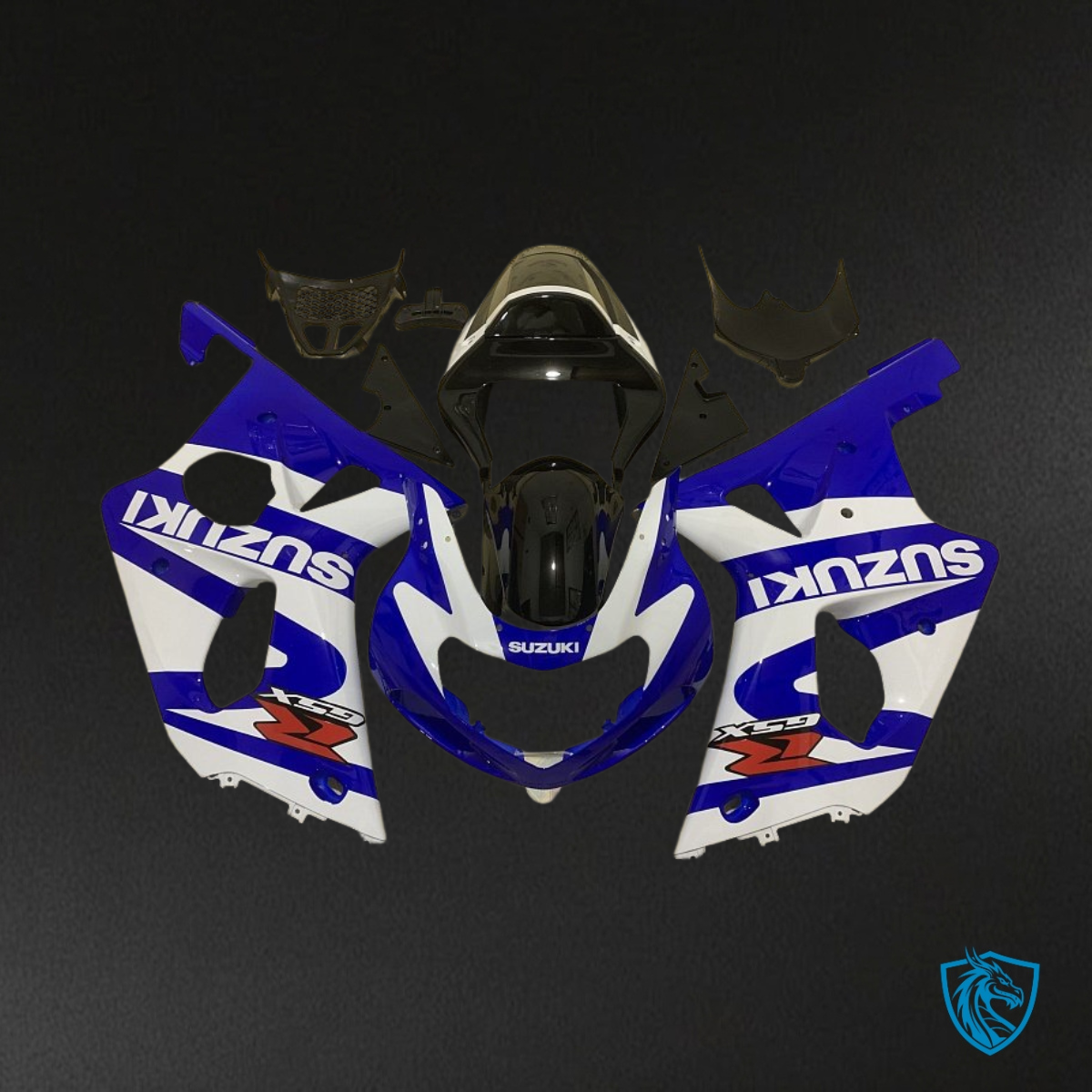 Suzuki GSXR1000 (2001-2002) White, Blue & Black Fairing Kit - Aftermarket ABS Bodywork