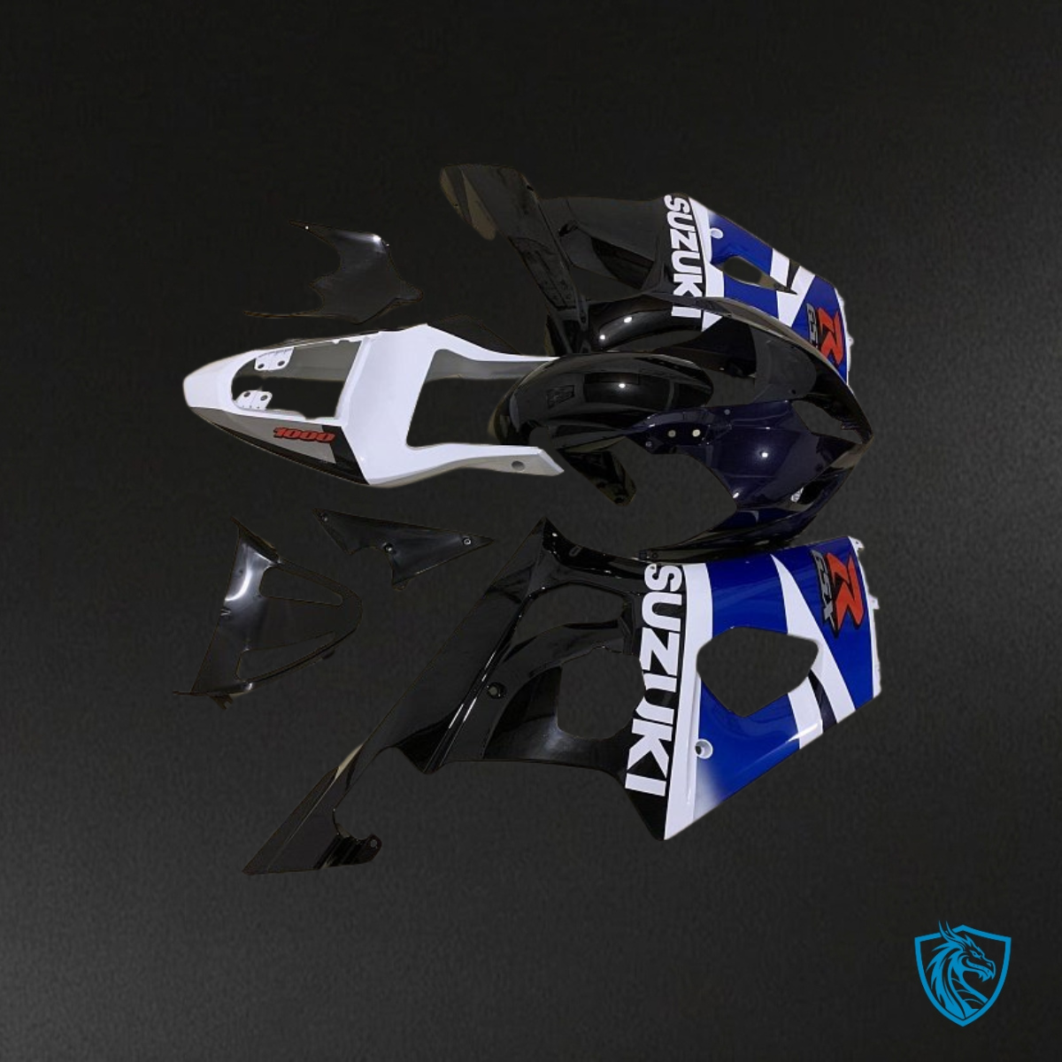 Suzuki GSXR1000 (2003-2004) Black, Blue & White - Custom ABS Fairing Kit
