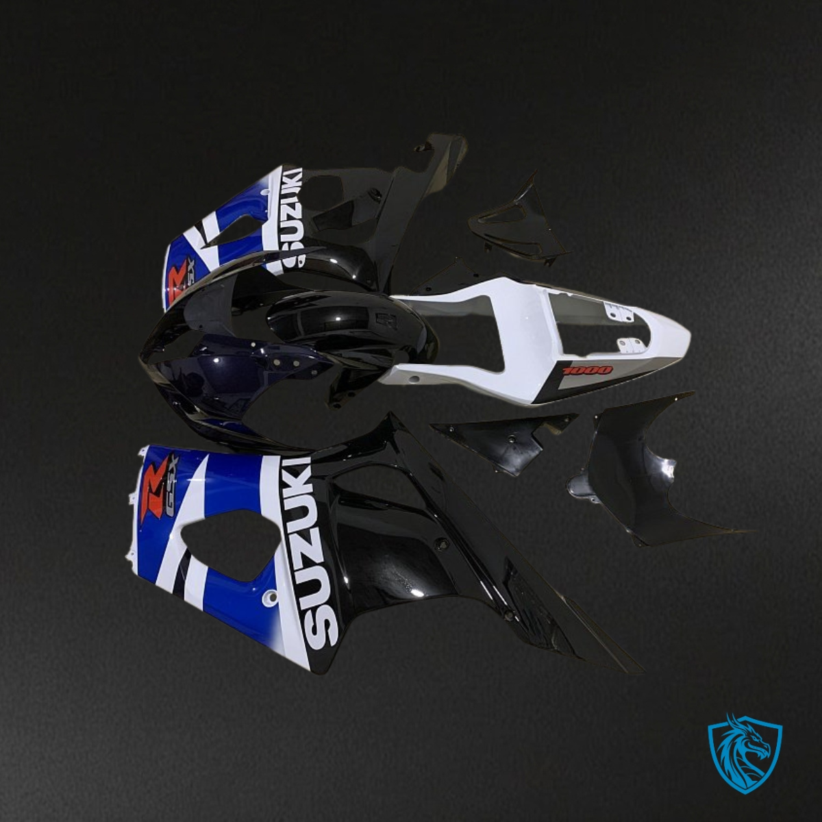 Suzuki GSXR1000 (2003-2004) Black, Blue & White - Custom ABS Fairing Kit