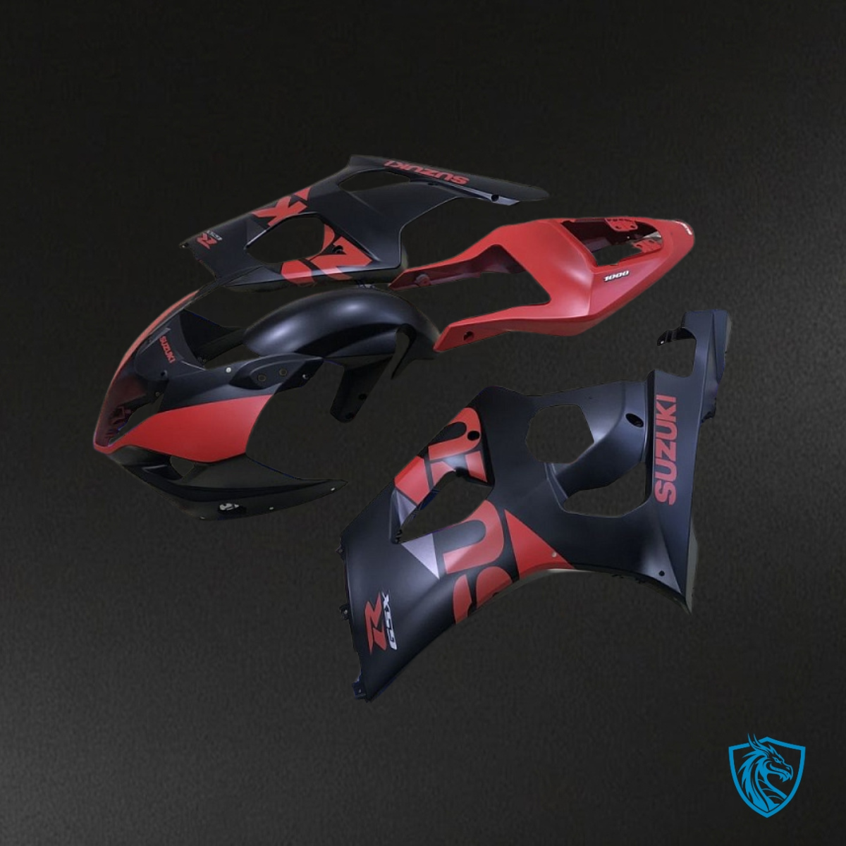 Suzuki GSXR1000 (2003-2004) Black & Red - Custom ABS Fairing Kit