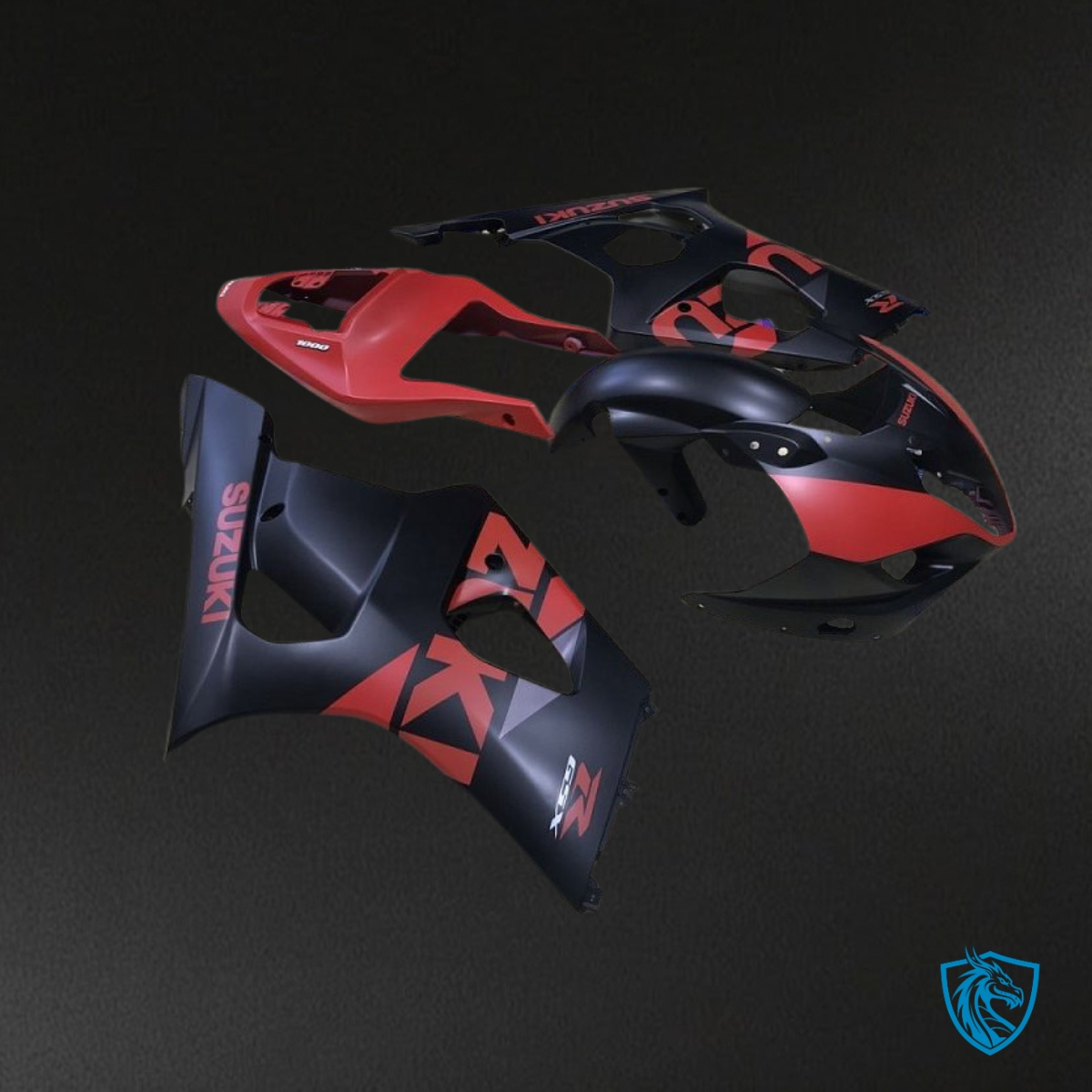 Suzuki GSXR1000 (2003-2004) Black & Red - Custom ABS Fairing Kit