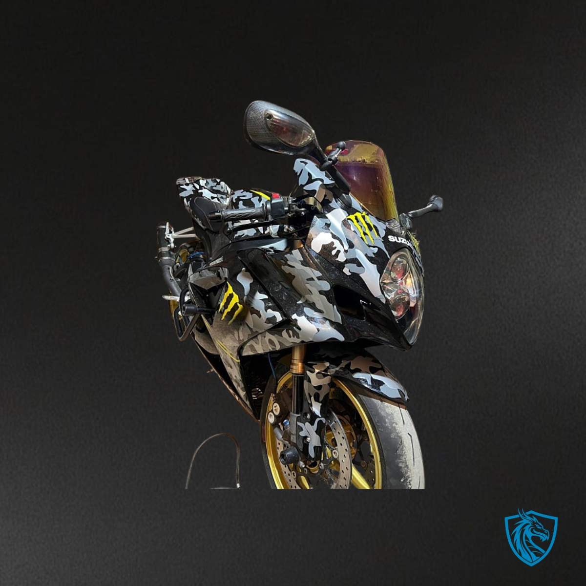Suzuki GSXR1000 (2007-2008) Gray & Black camouflage Fairing Kit - Aftermarket ABS Bodywork