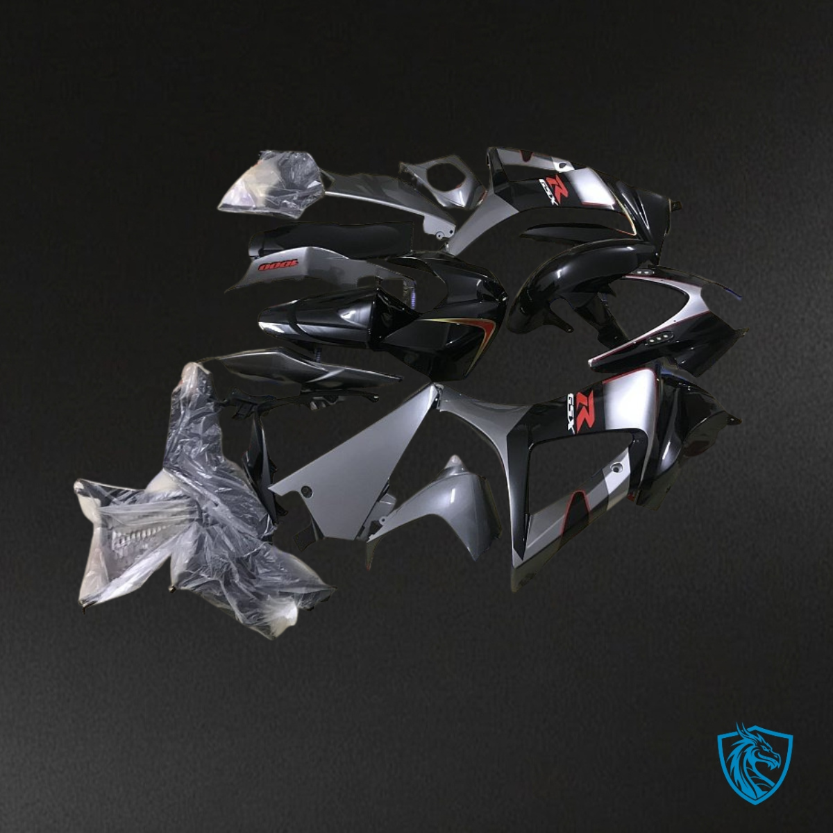 Suzuki GSXR1000 (2007-2008) Black & Gray Fairing Kit - Aftermarket ABS Bodywork
