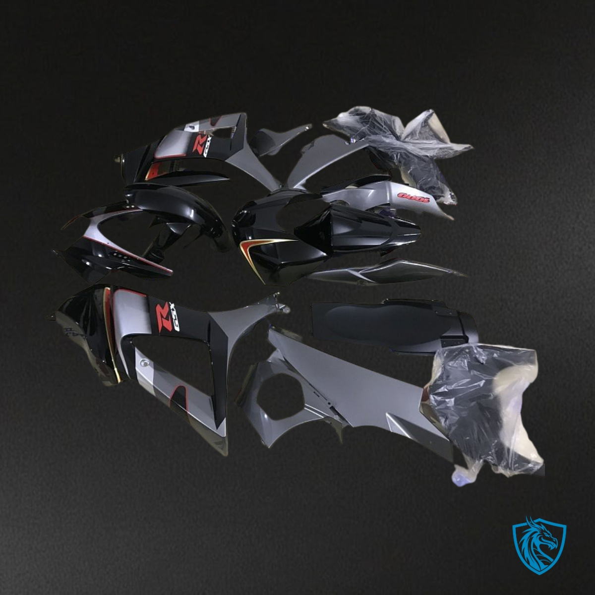 Suzuki GSXR1000 (2007-2008) Black & Gray Fairing Kit - Aftermarket ABS Bodywork