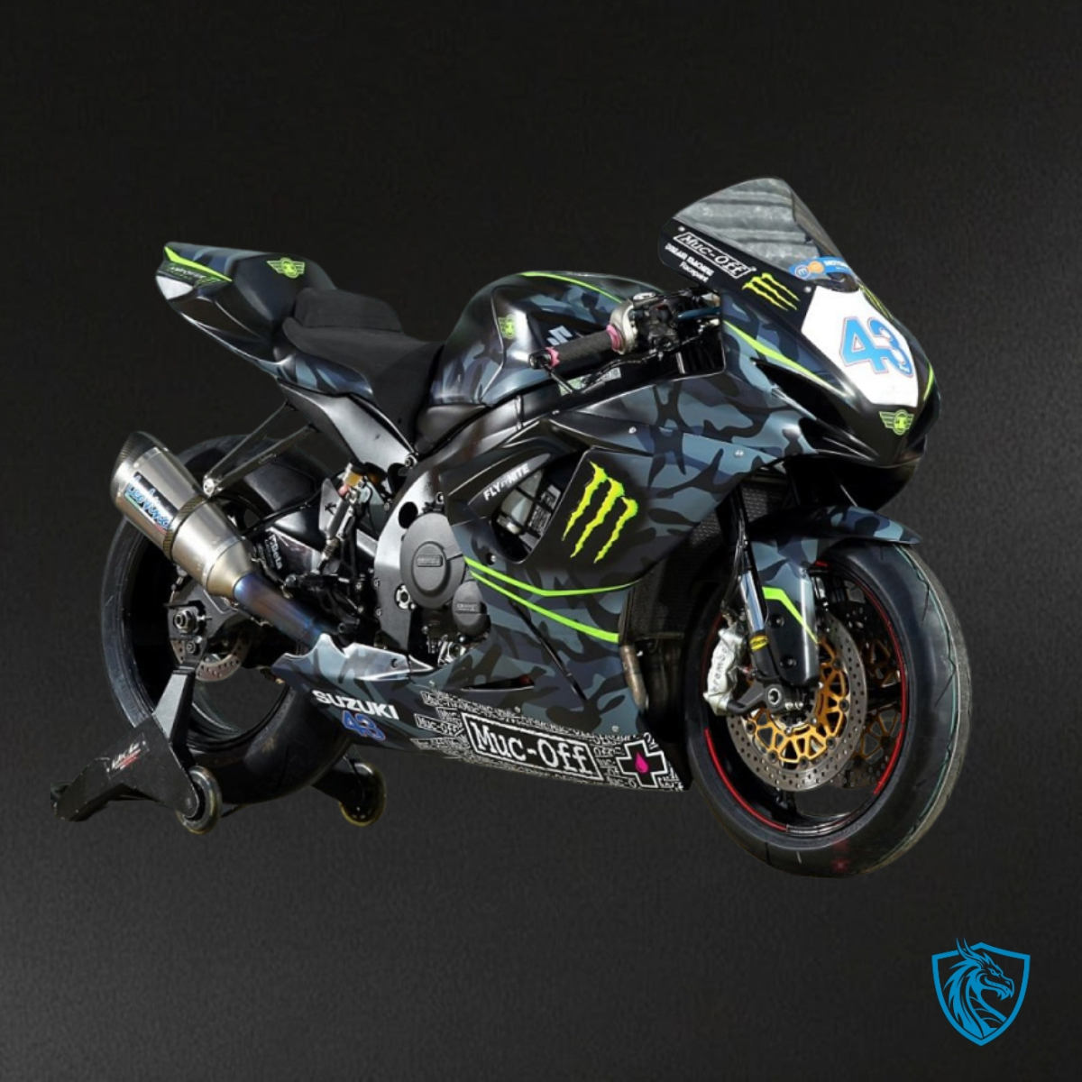 Suzuki GSXR1000 (2007-2008) Gray & Black camouflage - MERGEment Motorcycle Fairings Kit
