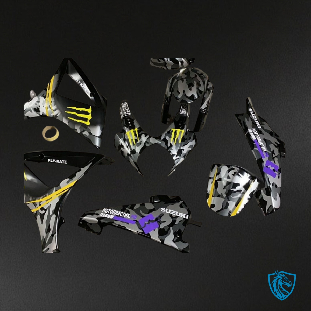 Suzuki GSXR1000 (2007-2008) Gray & Black camouflage - MERGEment Motorcycle Fairings Kit