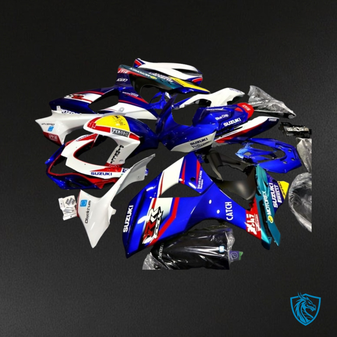 Suzuki GSXR1000 (2009-2016) Blue, White & Red - MERGEment Motorcycle Fairings Kit