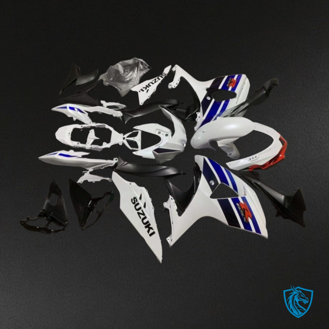 Suzuki GSXR1000 (2009-2016) White, Blue & Black - MERGEment Motorcycle Fairings Kit