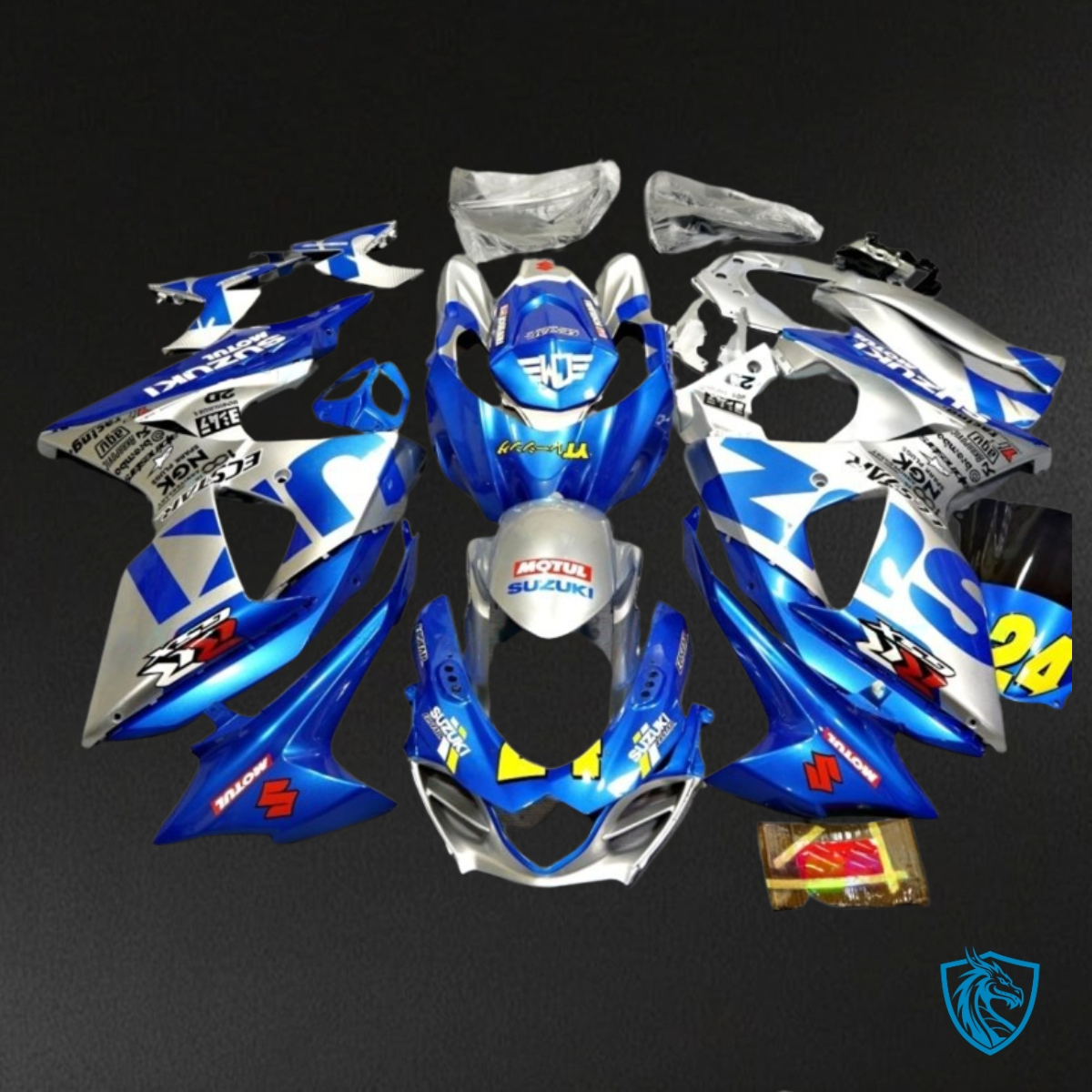 Suzuki GSXR1000 (2009-2016) Blue & Silver - Custom ABS Fairing Kit