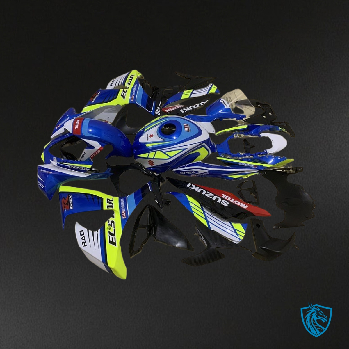 Suzuki GSXR1000 (2009-2016) Blue, Green & White - MERGEment Motorcycle Fairings Kit