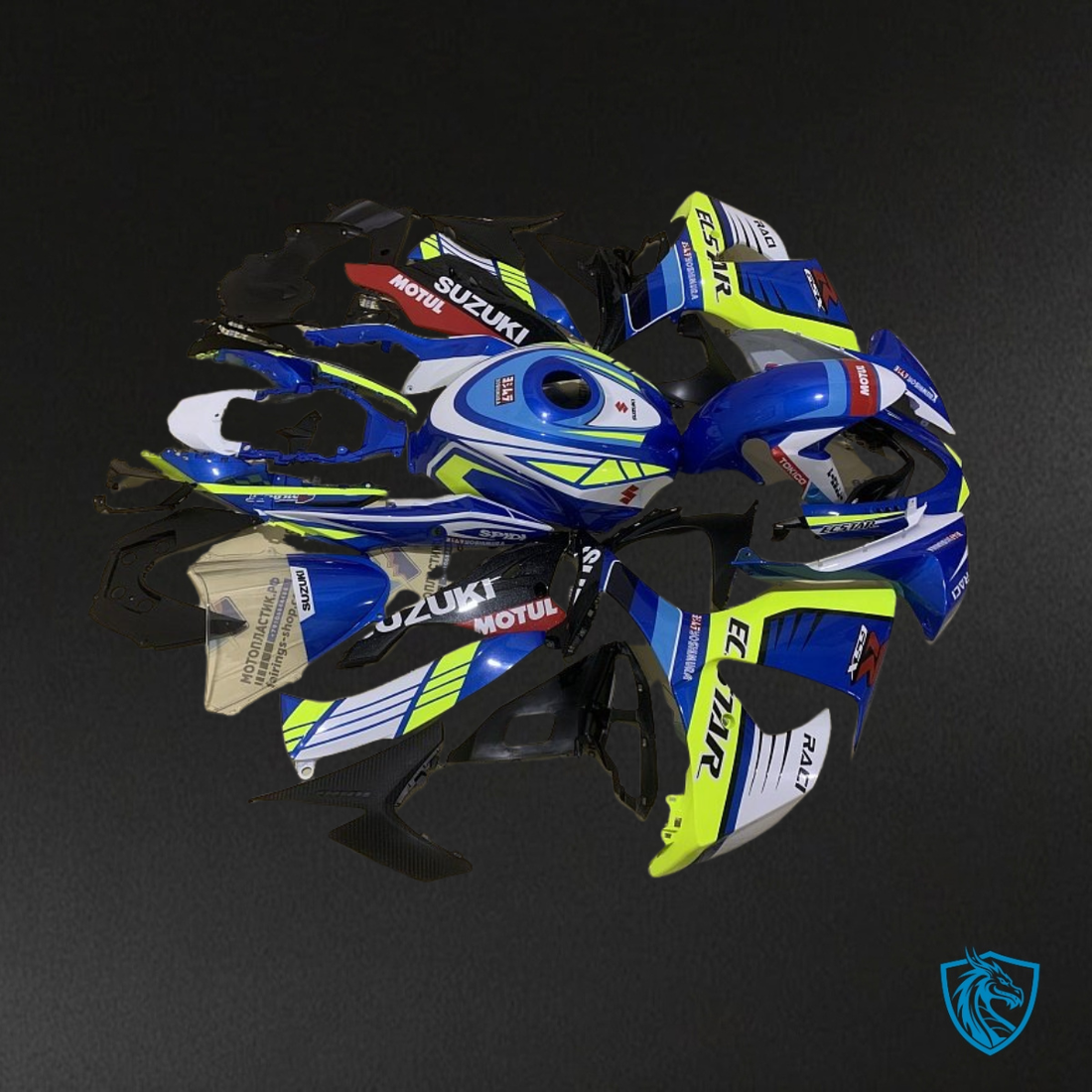 Suzuki GSXR1000 (2009-2016) Blue, Green & White - MERGEment Motorcycle Fairings Kit