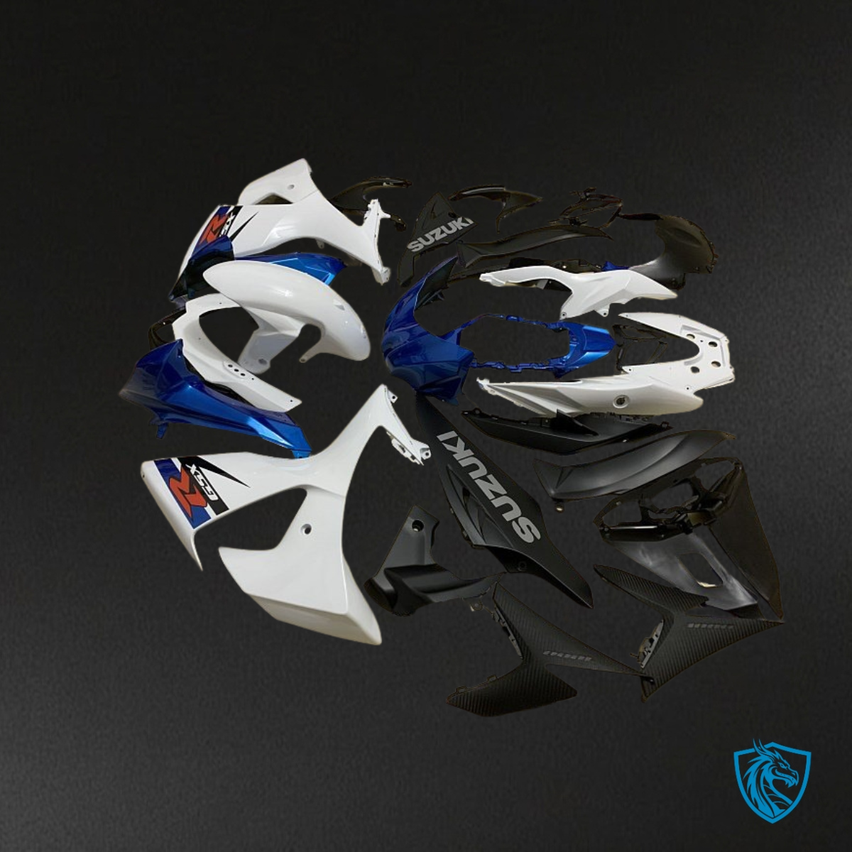 Suzuki GSXR1000 (2009-2016) Blue, White & Black - Custom ABS Fairing Kit
