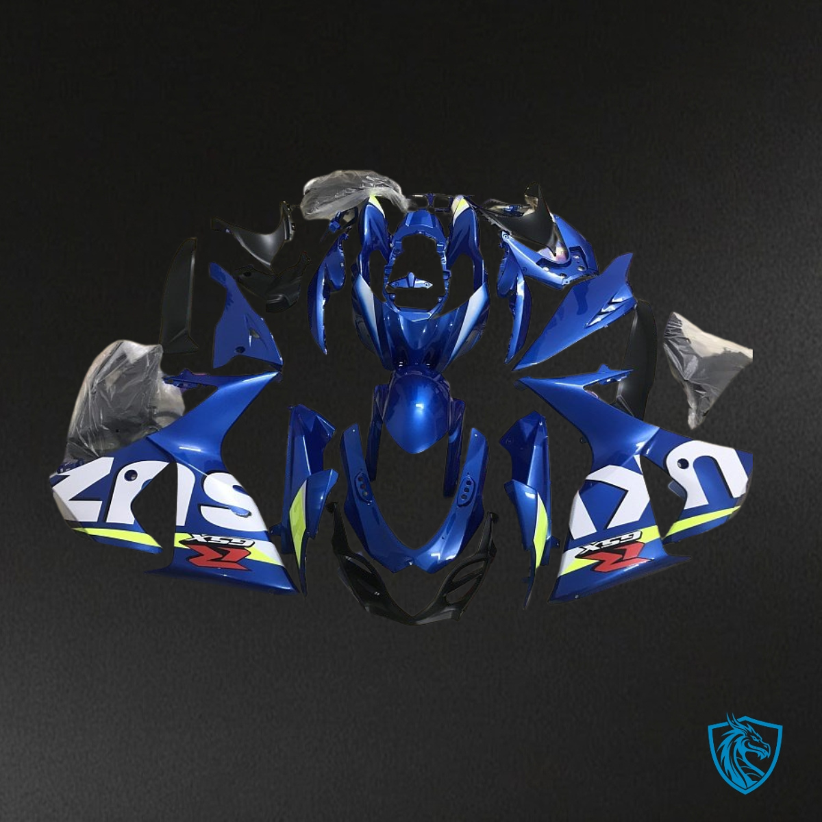 Suzuki GSXR1000 (2009-2016) Glossy Blue & White Fairing Kit - Aftermarket ABS Bodywork