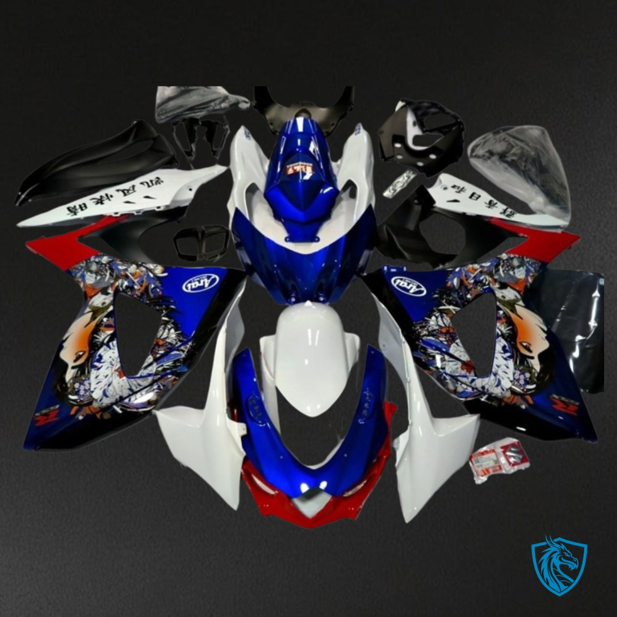 Suzuki GSXR1000 (2009-2016) Blue & White Print - Custom ABS Fairing Kit