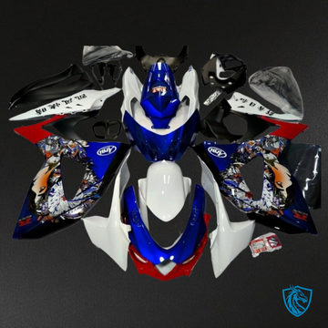 Suzuki GSXR1000 (2009-2016) Blue & White Print - Custom ABS Fairing Kit