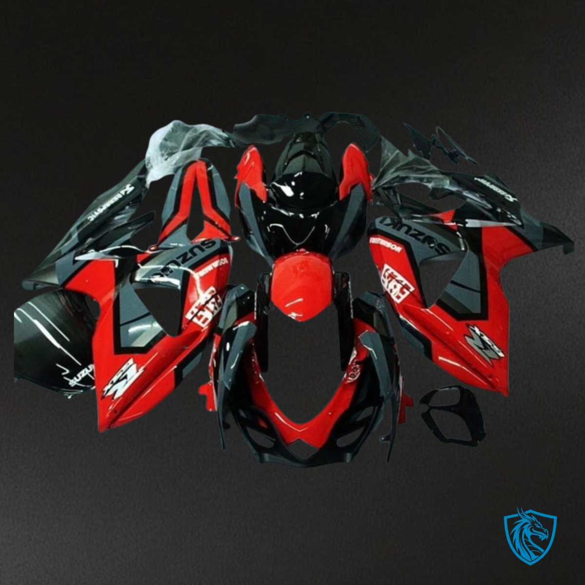 Suzuki GSXR1000 (2009-2016) Black & Glossy Red Fairing Kit | ABS Bodywork