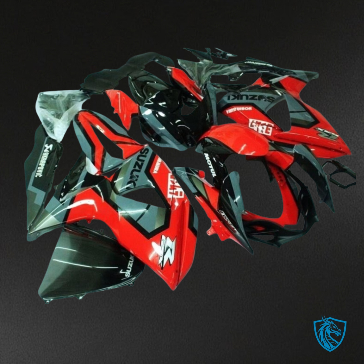 Suzuki GSXR1000 (2009-2016) Black & Glossy Red Fairing Kit | ABS Bodywork