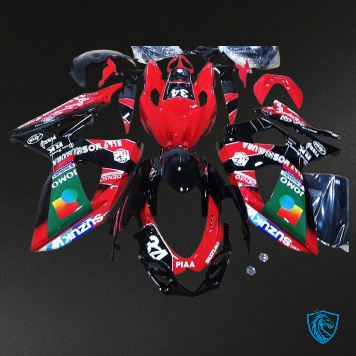 Suzuki GSXR1000 (2009-2016) Red, Black & Green - Custom ABS Fairing Kit