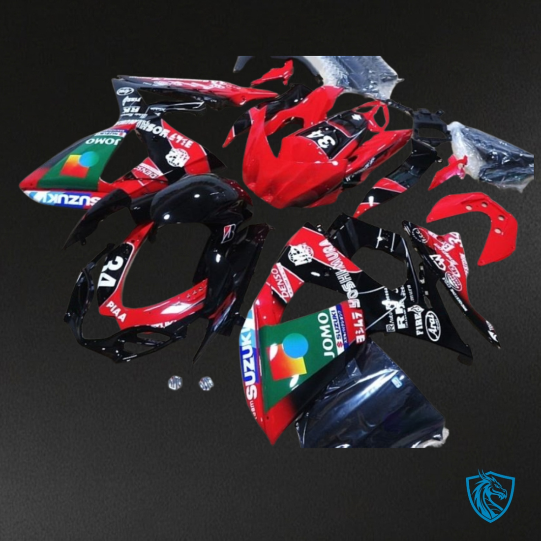 Suzuki GSXR1000 (2009-2016) Red, Black & Green - Custom ABS Fairing Kit