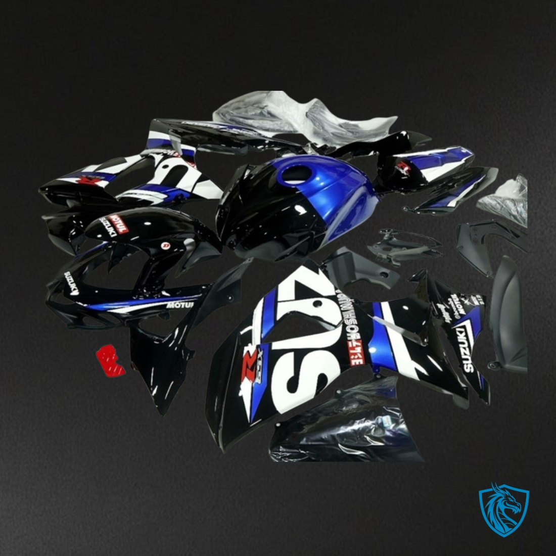 Suzuki GSXR1000 (2009-2016) Black, White & Blue - Custom ABS Fairing Kit