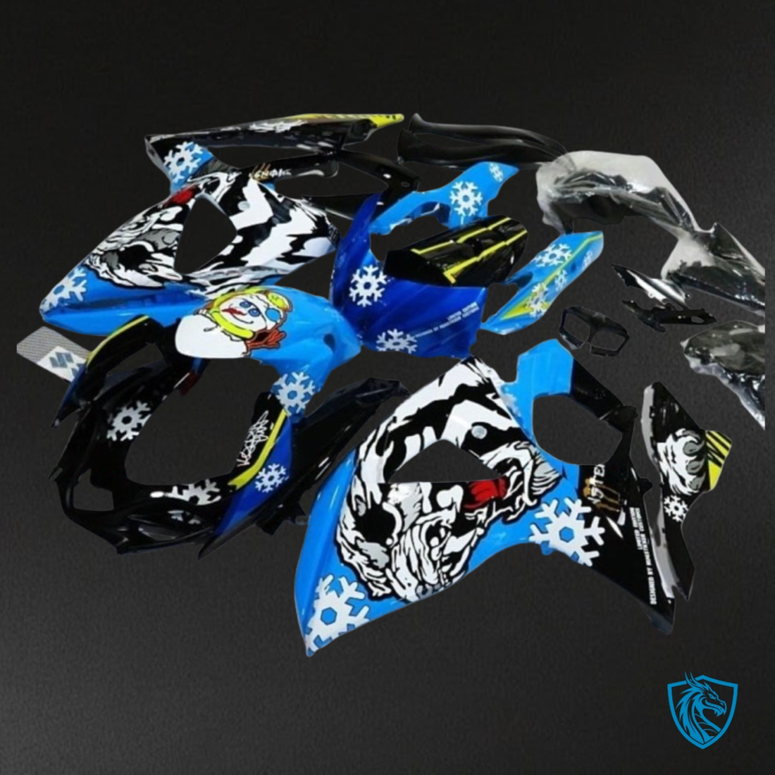 Suzuki GSXR1000 (2009-2016) Blue, White & Black Tiger Fairing Kit - Aftermarket ABS Bodywork