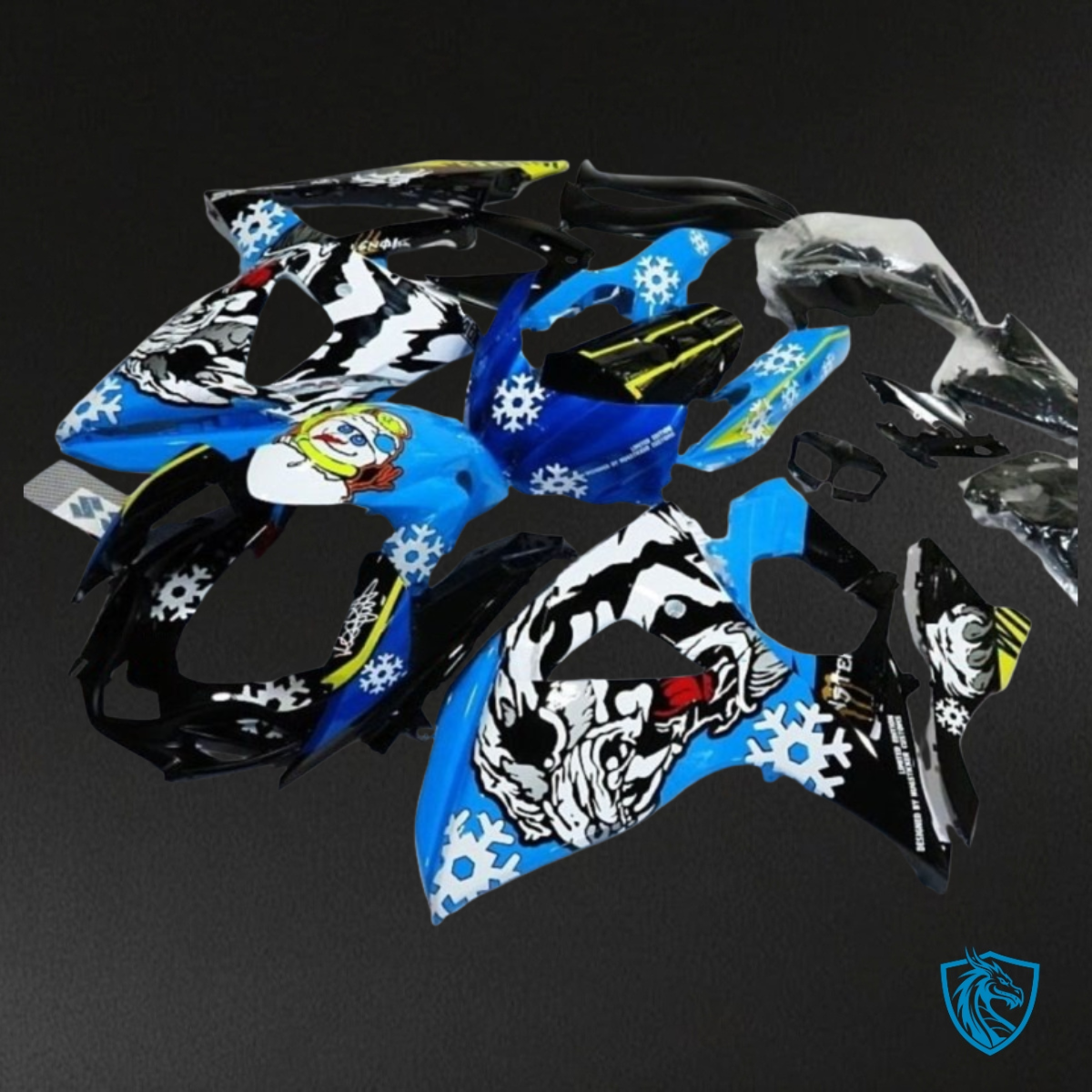 Suzuki GSXR1000 (2009-2016) Blue, White & Black Tiger Fairing Kit - Aftermarket ABS Bodywork