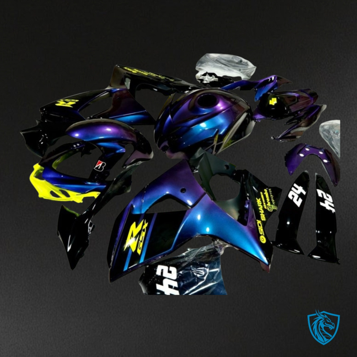 Suzuki GSXR1000 (2009-2016) Purple, Yellow & Black Fairing Kit - Aftermarket ABS Bodywork