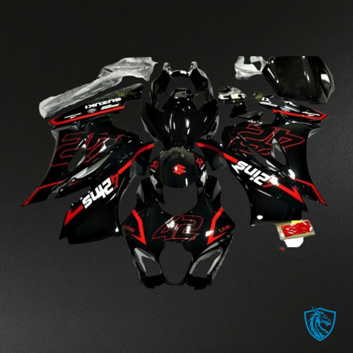Suzuki GSXR1000 (2017-2020) Black & Red - MERGEment Motorcycle Fairings Kit