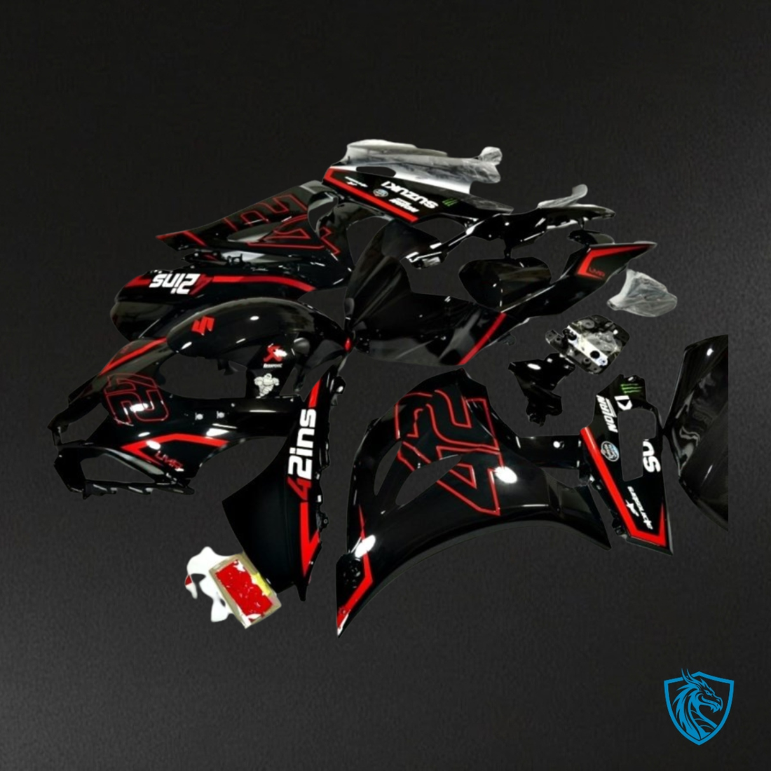 Suzuki GSXR1000 (2017-2020) Black & Red - MERGEment Motorcycle Fairings Kit