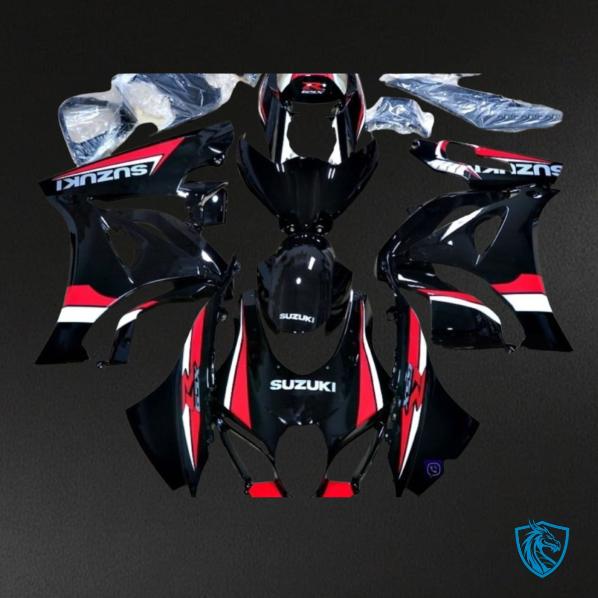 Suzuki GSXR1000 (2017-2020) Gloss Black & Red Fairing Kit - Aftermarket ABS Bodywork
