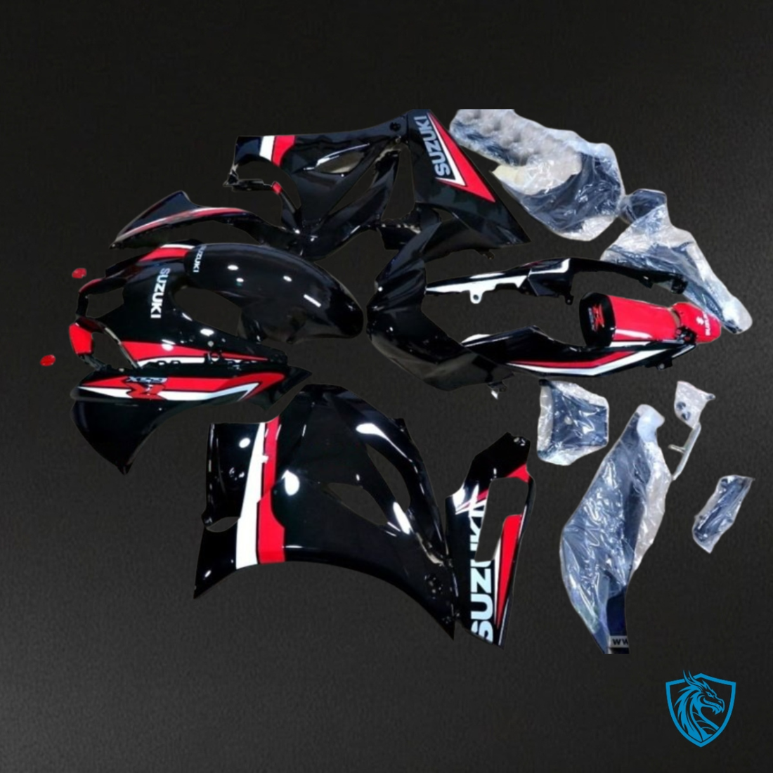 Suzuki GSXR1000 (2017-2020) Gloss Black & Red Fairing Kit - Aftermarket ABS Bodywork