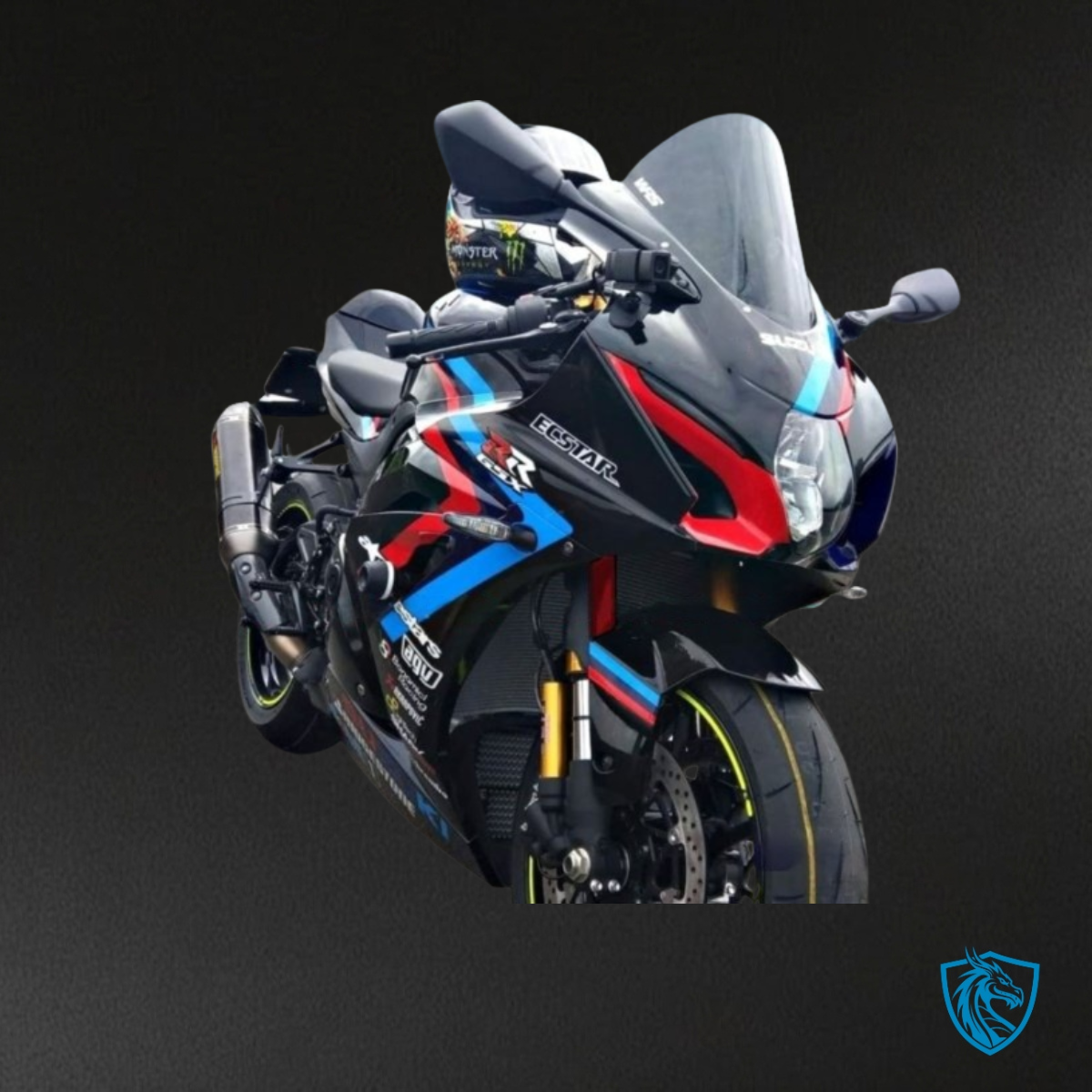 Suzuki GSXR1000 (2017-2020) Gloss Black, Blue & Red - Custom ABS Fairing Kit