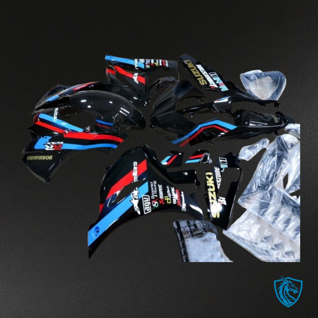 Suzuki GSXR1000 (2017-2020) Black, Blue & Red - Custom ABS Fairing Kit