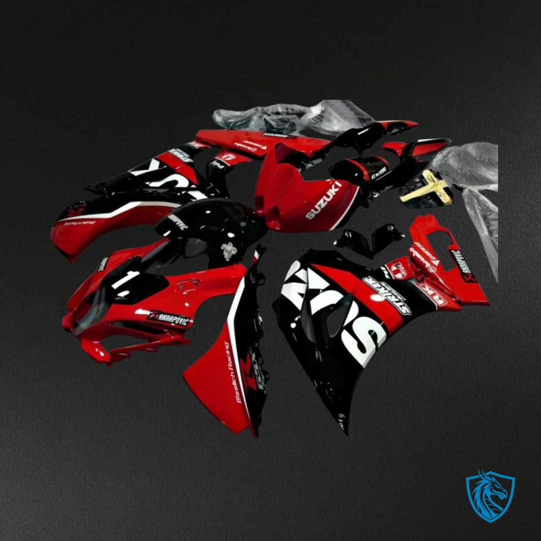 Suzuki GSXR1000 (2017-2020) Red, White & Black Fairing Kit - Aftermarket ABS Bodywork
