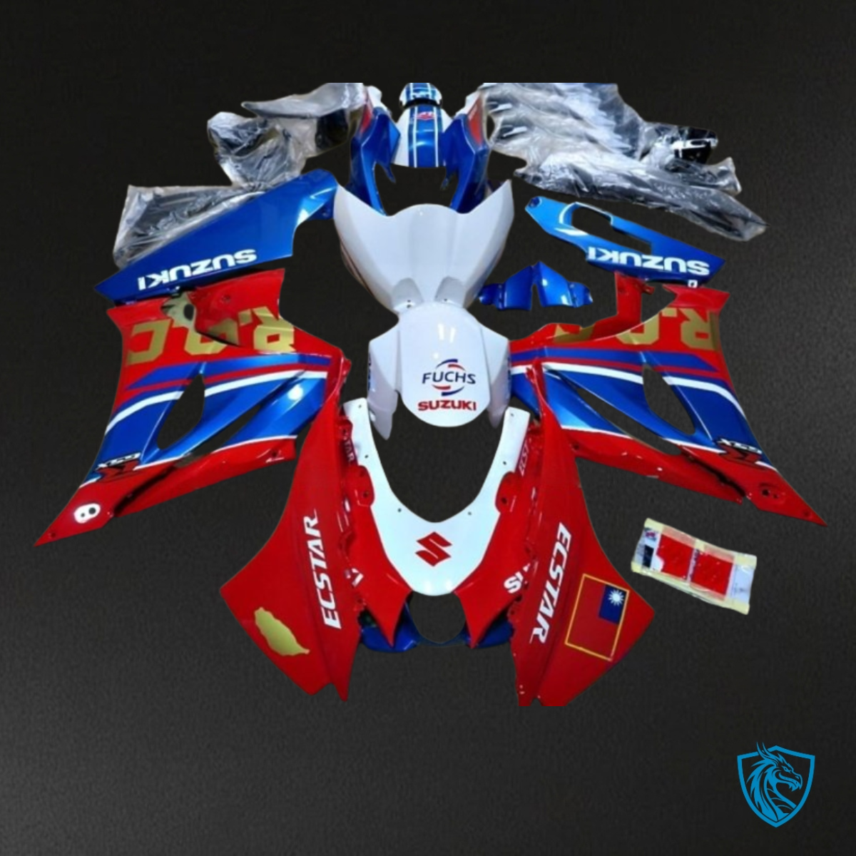 Suzuki GSXR1000 (2017-2020) White, Red & Blue Fairing Kit - Aftermarket ABS Bodywork