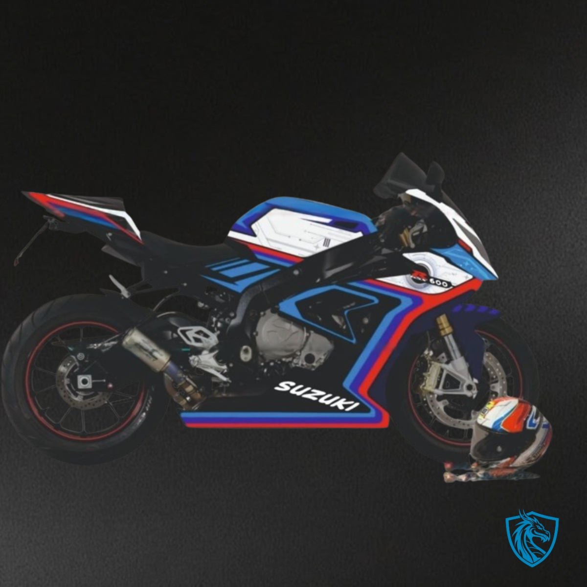 Suzuki GSXR600/750 (1997-2000) White, Blue & Black Fairing Kit - Aftermarket ABS Bodywork