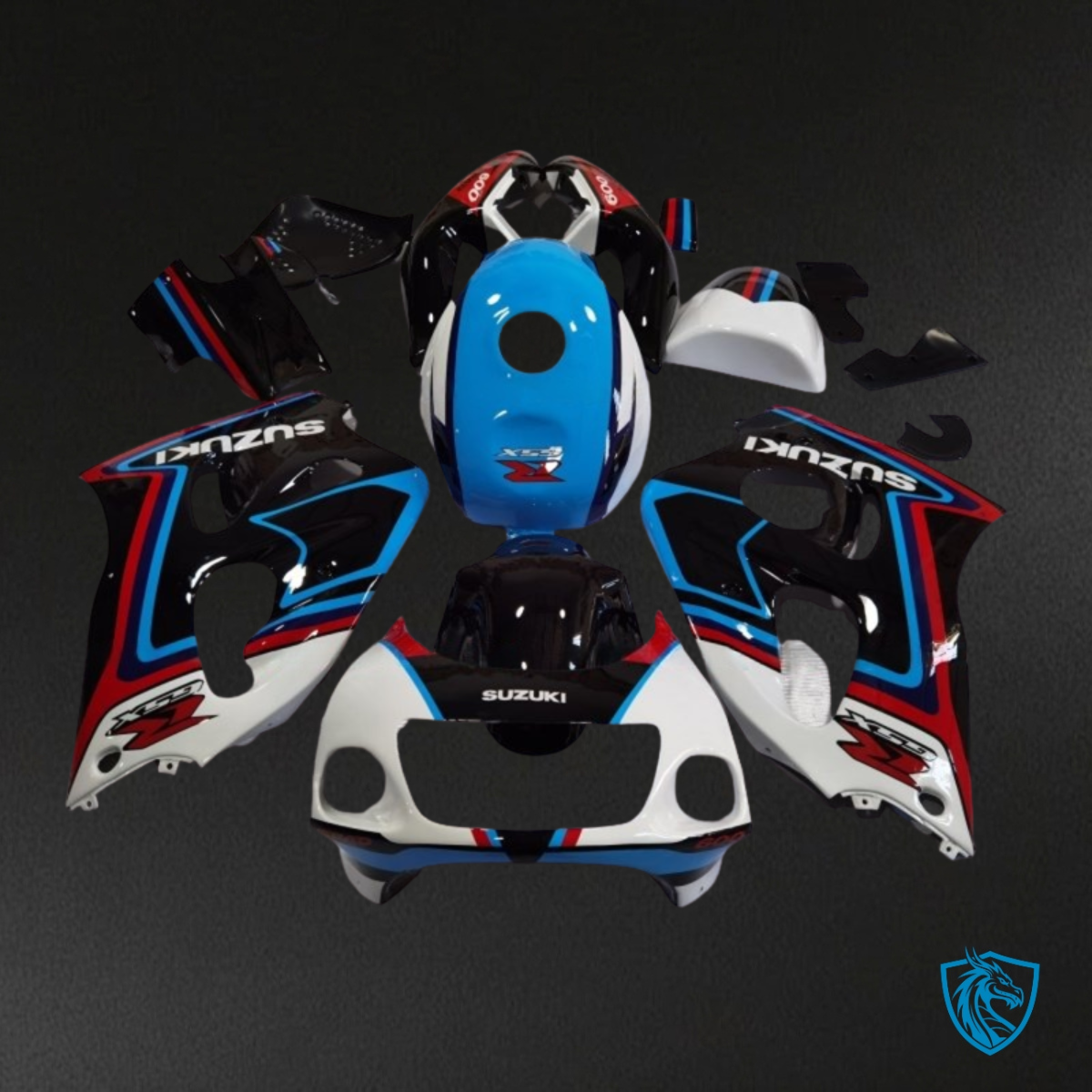 Suzuki GSXR600/750 (1997-2000) White, Blue & Black Fairing Kit - Aftermarket ABS Bodywork