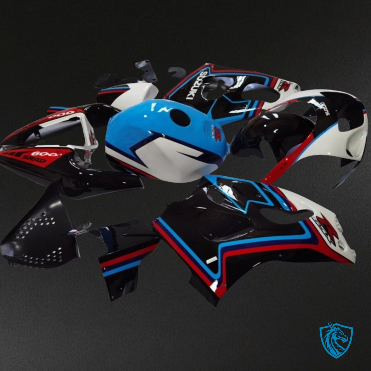 Suzuki GSXR600/750 (1997-2000) White, Blue & Black Fairing Kit - Aftermarket ABS Bodywork