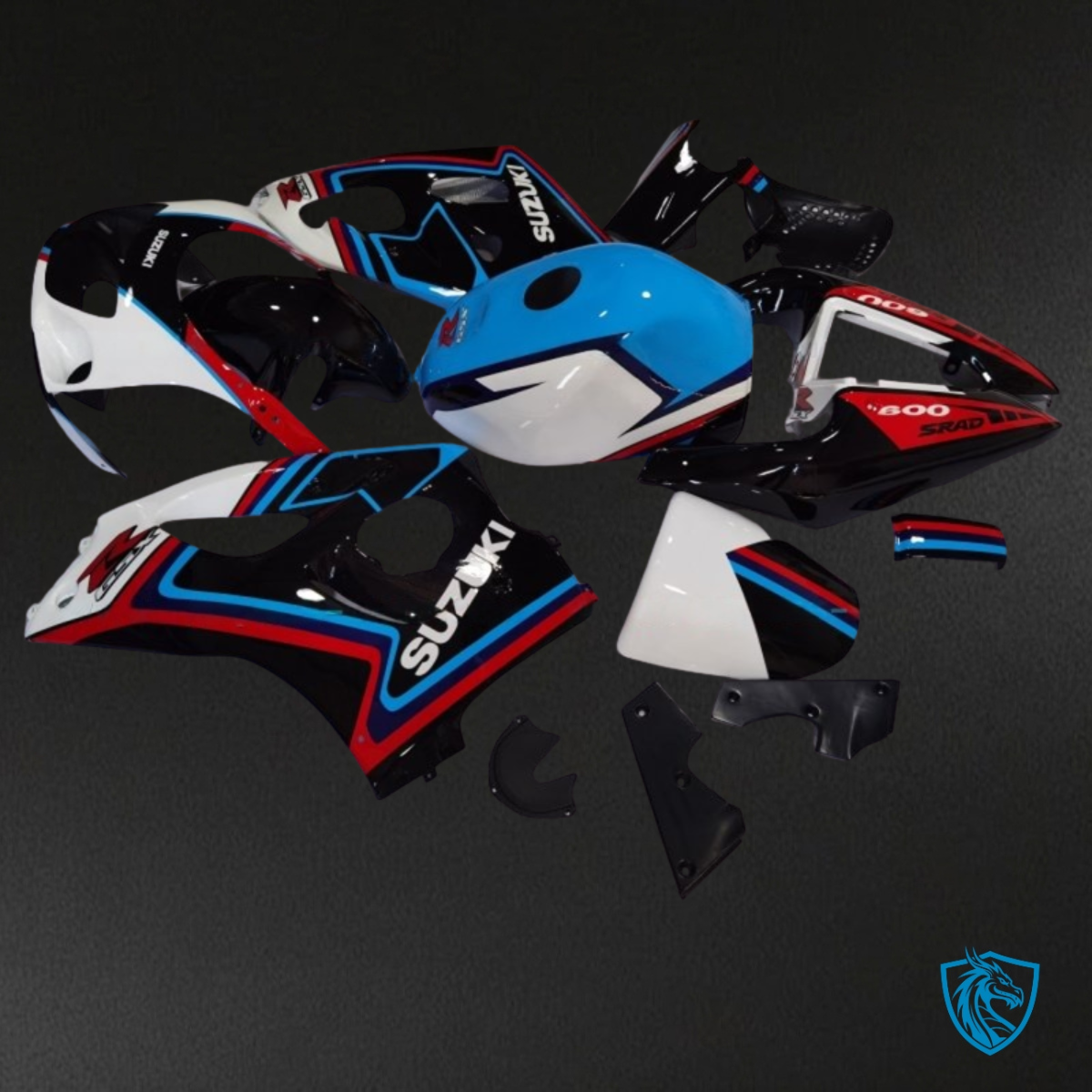 Suzuki GSXR600/750 (1997-2000) White, Blue & Black Fairing Kit - Aftermarket ABS Bodywork