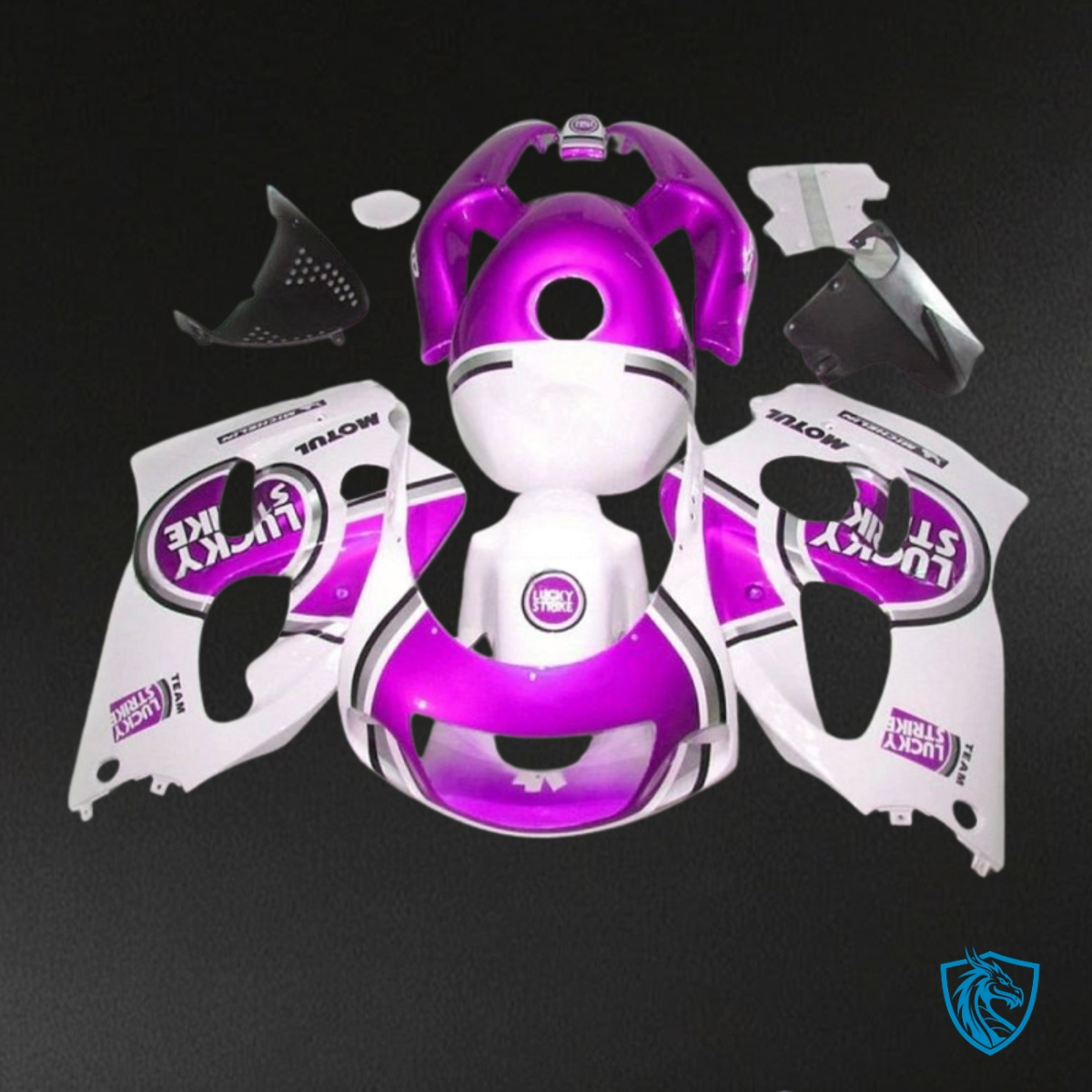 Suzuki GSXR600/750 (1997-2000) White & Magenta Fairing Kit - Aftermarket ABS Bodywork