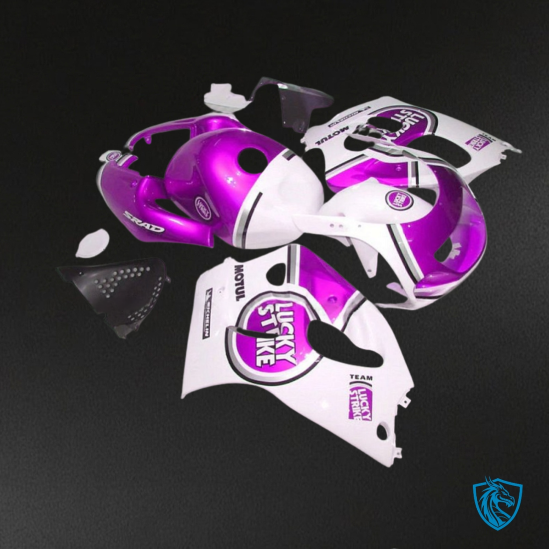 Suzuki GSXR600/750 (1997-2000) White & Magenta Fairing Kit - Aftermarket ABS Bodywork