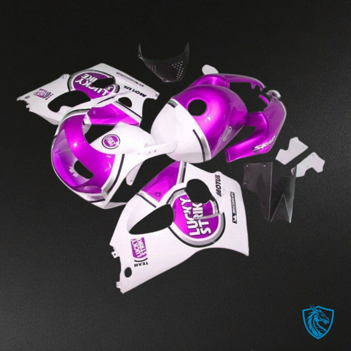 Suzuki GSXR600/750 (1997-2000) White & Magenta Fairing Kit - Aftermarket ABS Bodywork