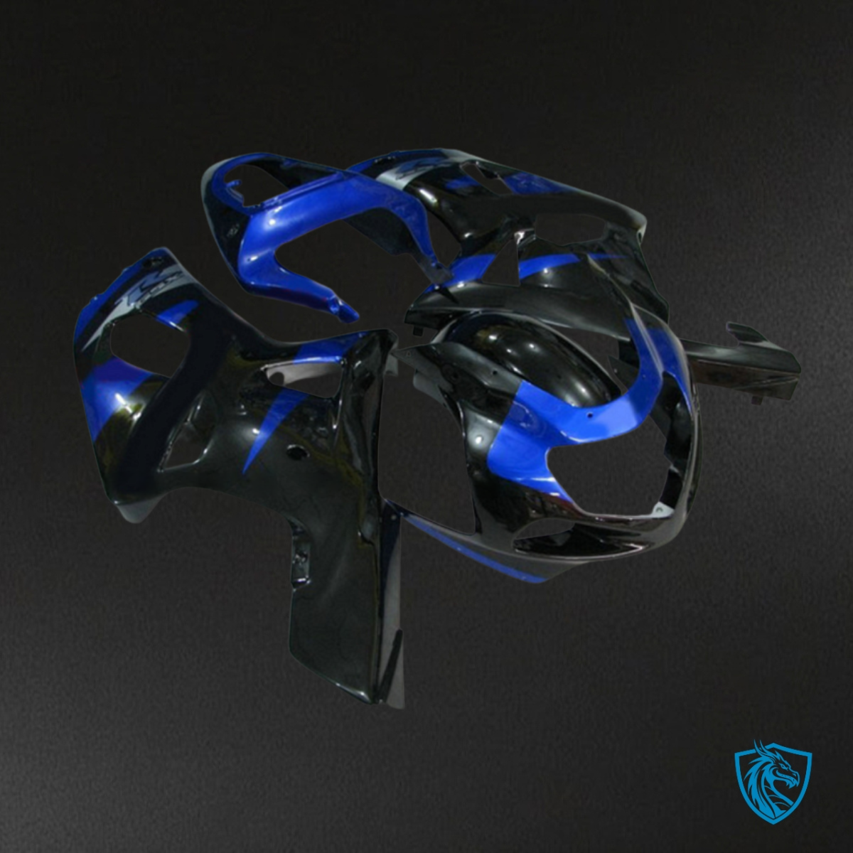 Suzuki GSXR600/750 (2001-2003) Black & Gloss Blue without Logo - Custom ABS Fairing Kit