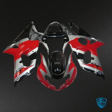 Suzuki GSXR600/750 (2001-2003) Black, Gray & Red Fairing Kit - Aftermarket ABS Bodywork