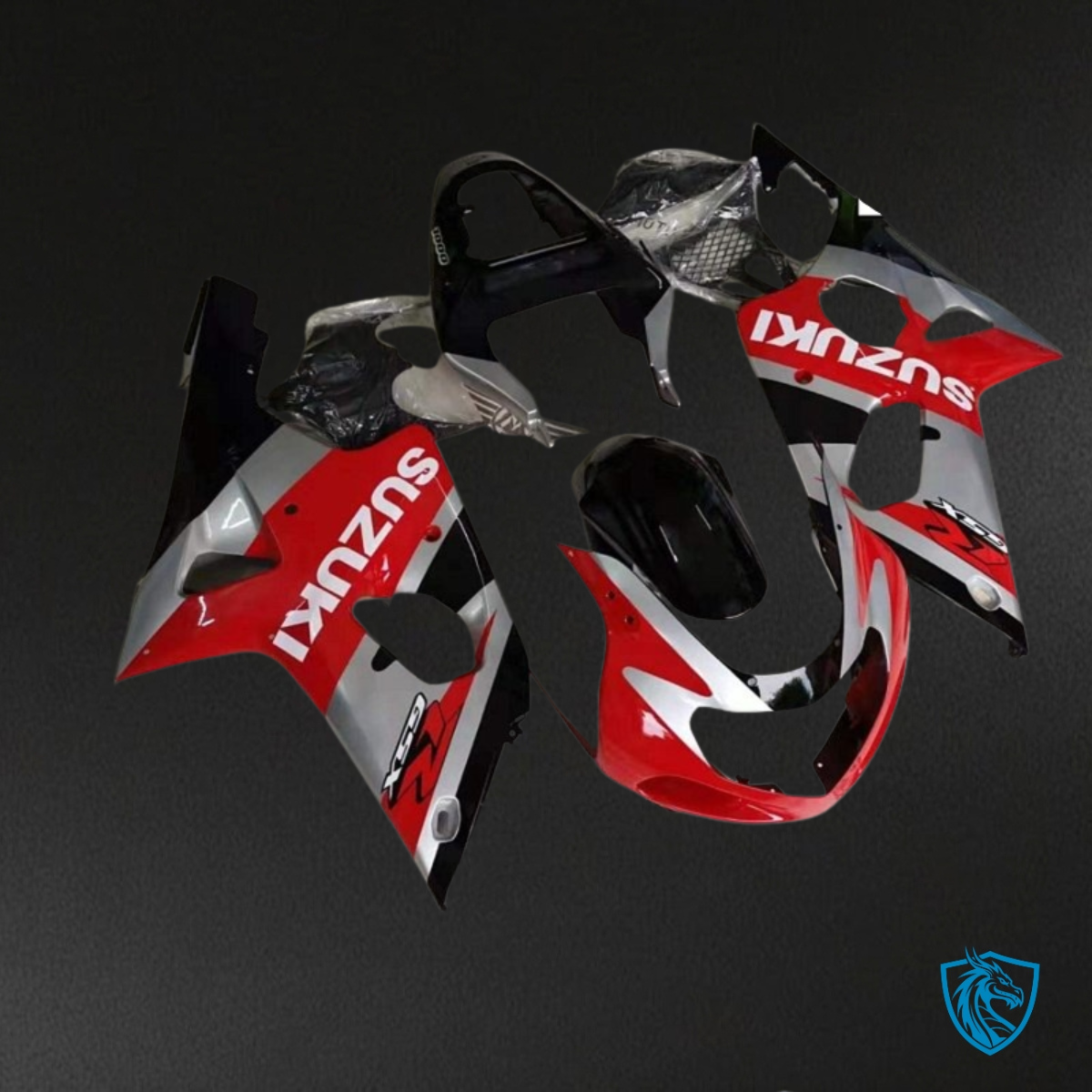 Suzuki GSXR600/750 (2001-2003) Black, Gray & Red Fairing Kit - Aftermarket ABS Bodywork